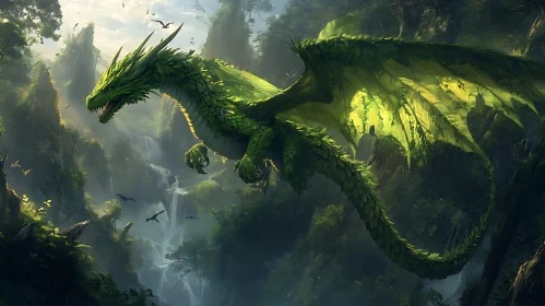 Emerald Dragon in Forest Canopy