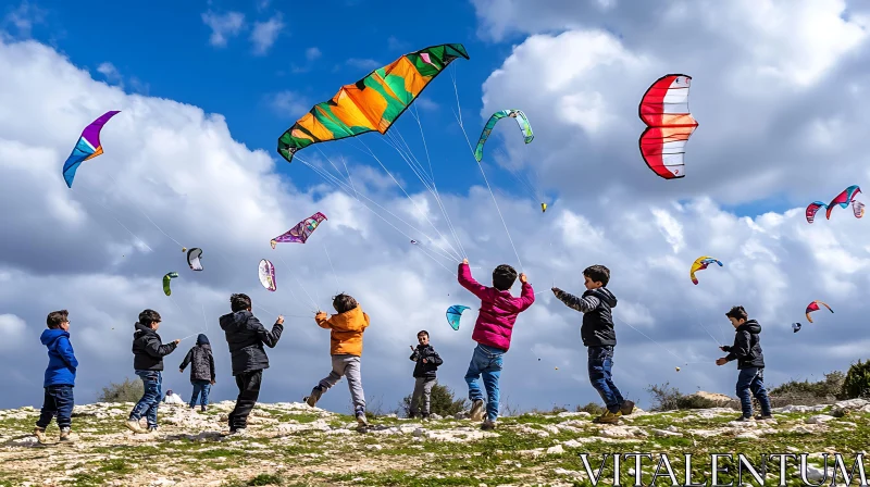 AI ART Kids Playing with Kites