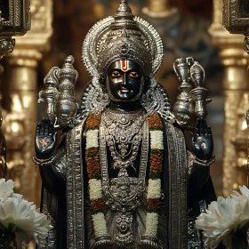 Ornate Deity Sculpture: Religious Art Piece
