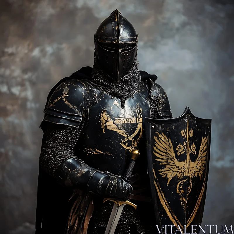 AI ART Medieval Knight with Sword and Shield