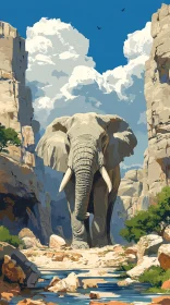 Elephant Amidst Scenic Canyon