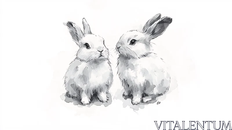 AI ART Monochrome Bunny Art