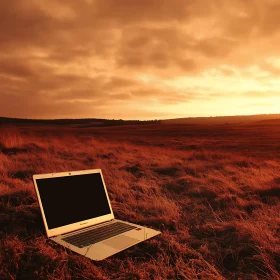 Technology Meets Nature at Sunset