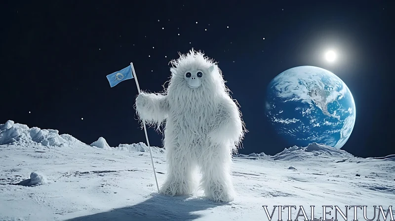 AI ART Lunar Yeti Flag Bearer