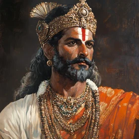 Regal Portrait of Man with Crown