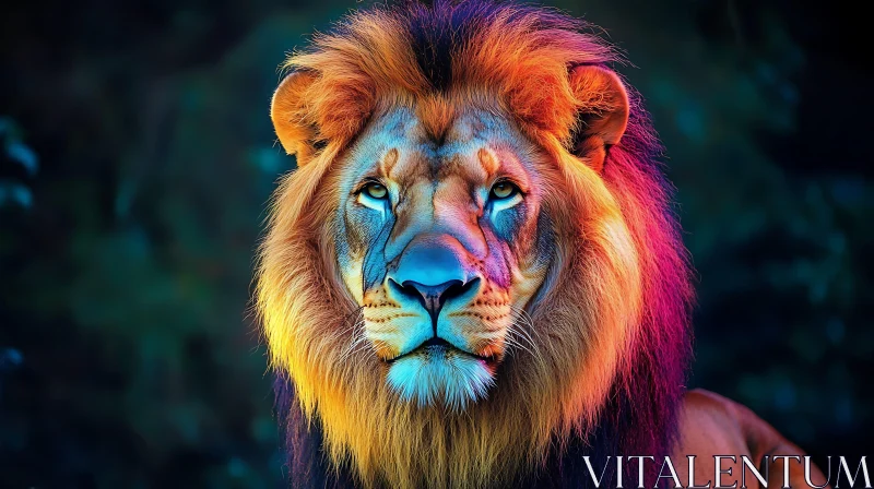 AI ART Majestic Lion with Painted Mane