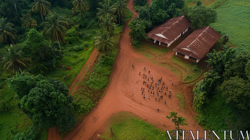 Aerial View of Village Life AI Image