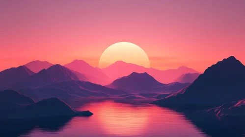 Calm Mountain Lake at Sunset
