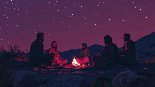 Night Gathering by the Fire