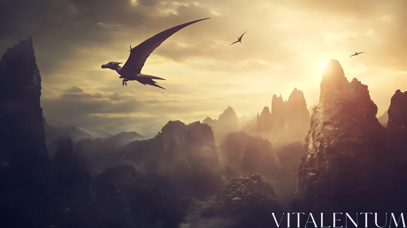 AI ART Dragon Silhouette in Mountainous Landscape