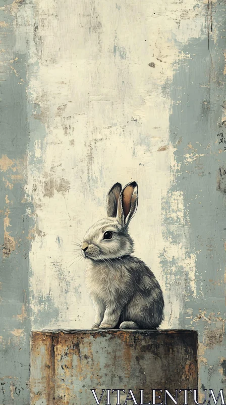 AI ART Artistic Rabbit on Rustic Background