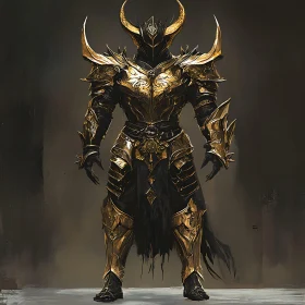 Ornate Golden Warrior with Horns