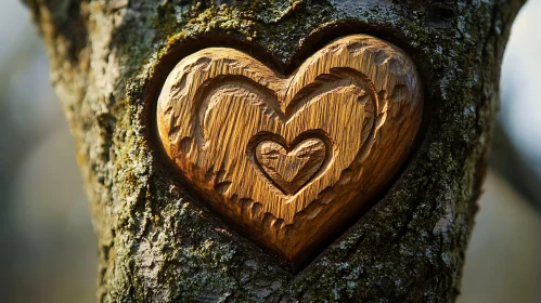 Heart Carving in Tree Bark