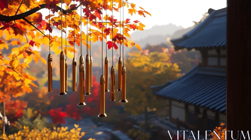 Golden Chimes in Autumn Serenity AI Image