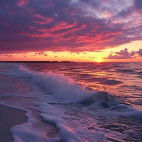 Pink Sunset Over the Ocean