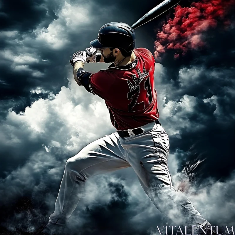 Athlete in Action Baseball Art AI Image