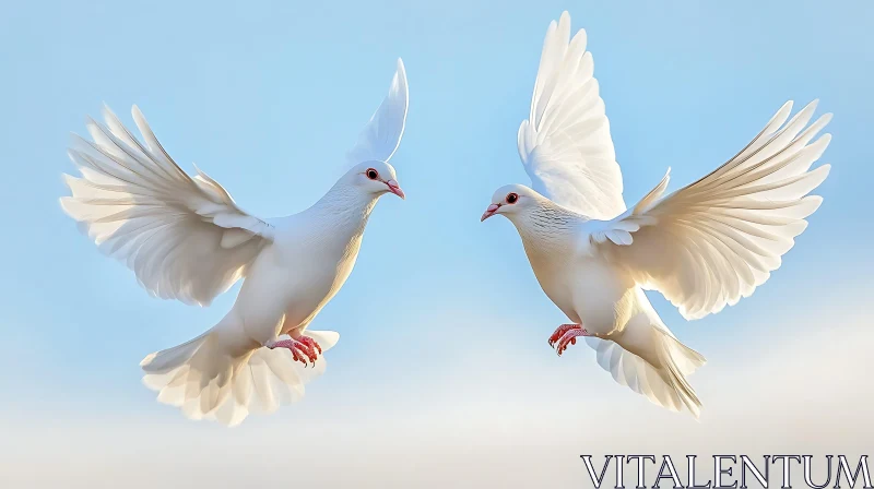 Two White Doves Flying AI Image