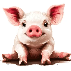 Adorable Piglet Art - Cute Farm Animal Illustration