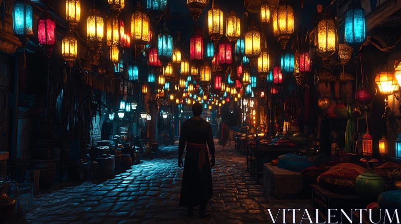 AI ART Lantern Lit Street at Night