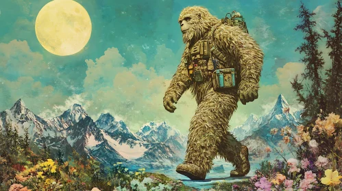 Sasquatch's Journey through the Alpine Wilderness