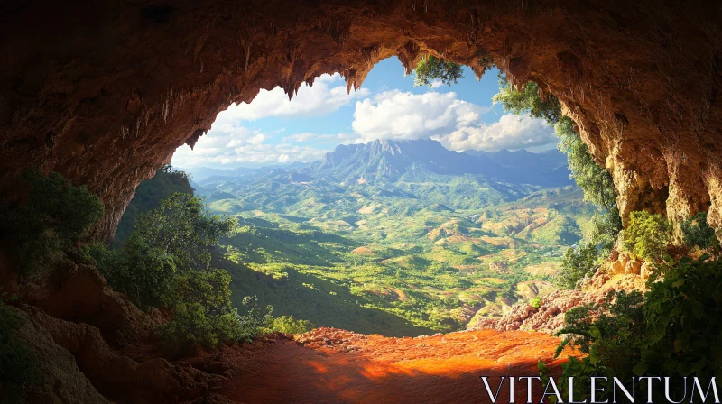 AI ART Scenic Mountain View from Cave