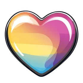 Rainbow Heart with Black Outline