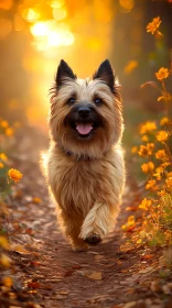 Happy Dog in Sunlit Forest