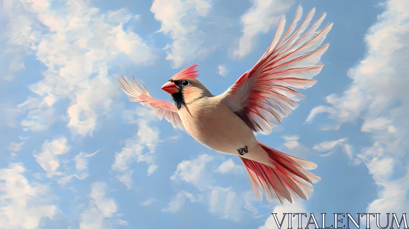 Graceful Bird with Red and White Feathers AI Image