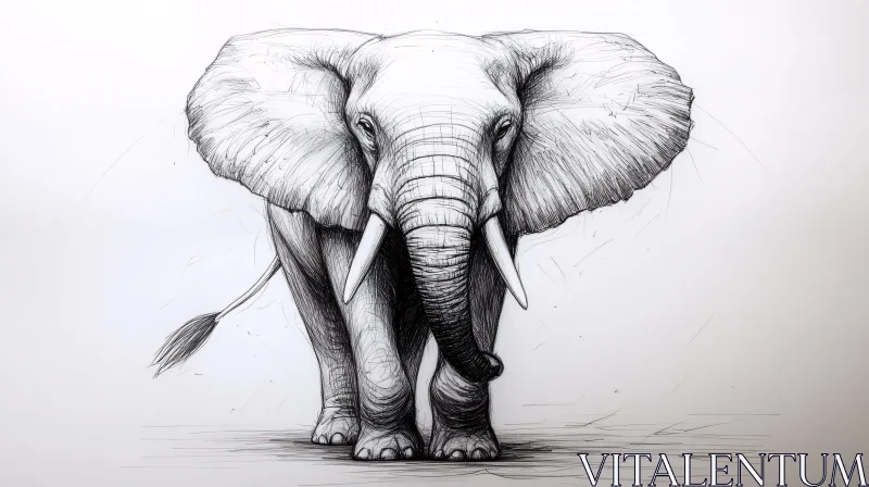 Elephant Sketch Art AI Image