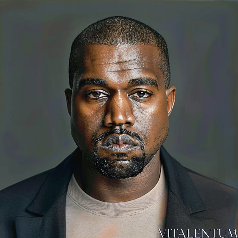 Reflective Kanye West Portrait AI Image