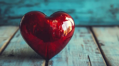 Shiny Heart on Weathered Planks