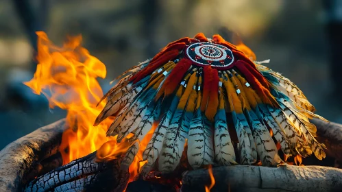 Feathered Headdress by the Fire