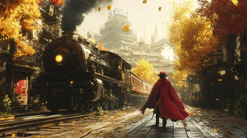 Red Cloak Traveler and Steam Train