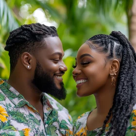 Smiling Couple in Tropical Setting
