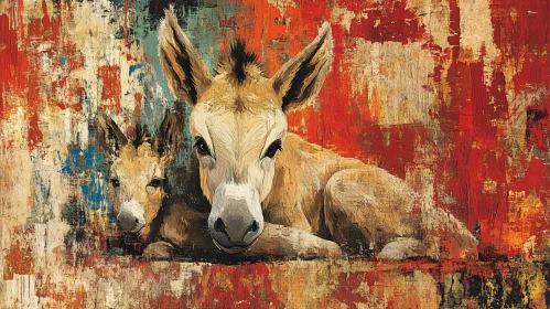 Textured Donkey Art with Abstract Background