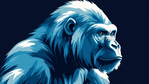 Artistic Blue Gorilla Portrait