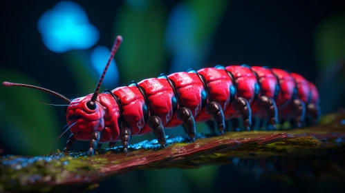Futuristic Caterpillar Illustration in Primary Colors