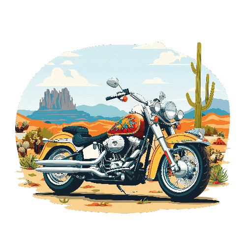 Harley-Davidson Motorcycle Parked in Desert Landscape