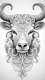 Ornate Ox Portrait - Baroque and Maori Art Influence