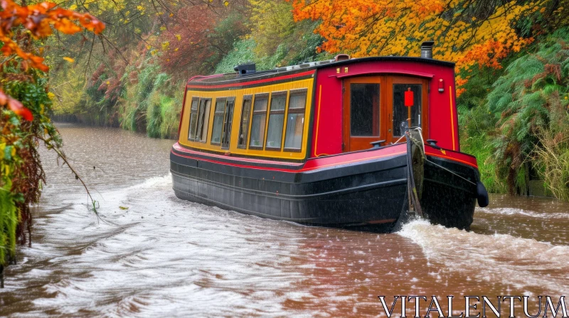 Red and Black Boat in Wet-on-Wet Blending Style | Victorian Glasgow AI Image