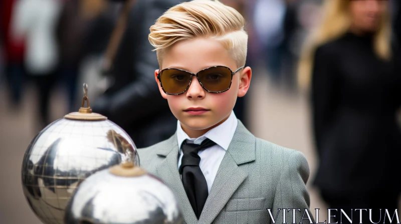 Young Boy in Suit and Sunglasses | Street Style Photography AI Image