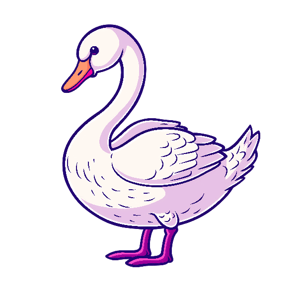 Elegant Swan Illustration for Apparel POD Design