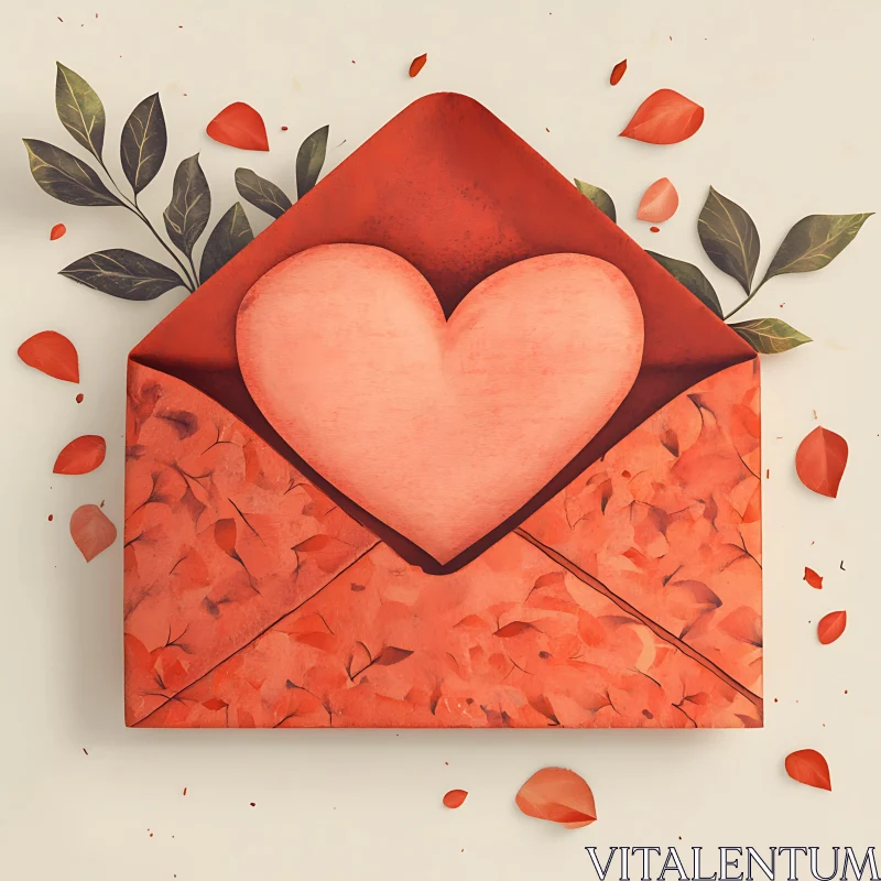 AI ART Romantic Letter with Heart Illustration