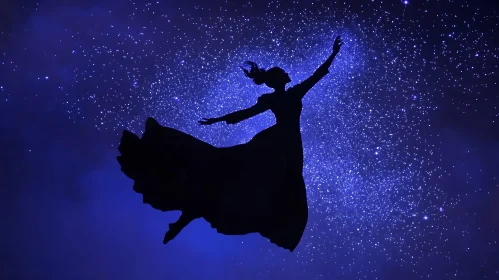 Silhouette Dancer in Starry Night