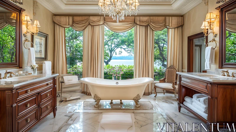 Elegant Bathroom with Marble and Classic Decor AI Image