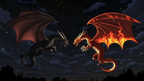 Dragon Confrontation under Starry Skies