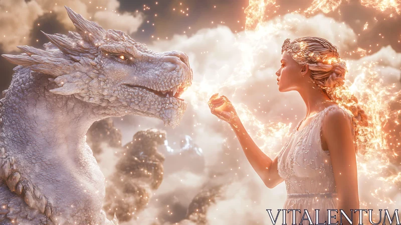 Dragon and Woman Magic Exchange AI Image