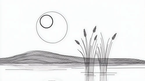 Abstract Nature Scene with Sun and Reflection