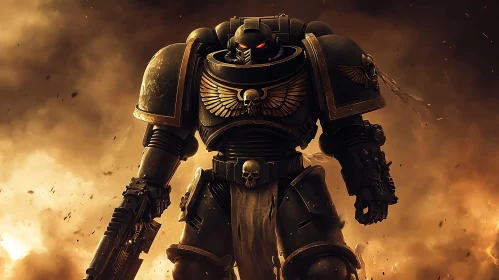Dark Armor Warrior with Red Eyes