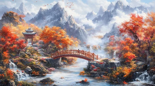 Scenic Autumn Landscape with Bridge
